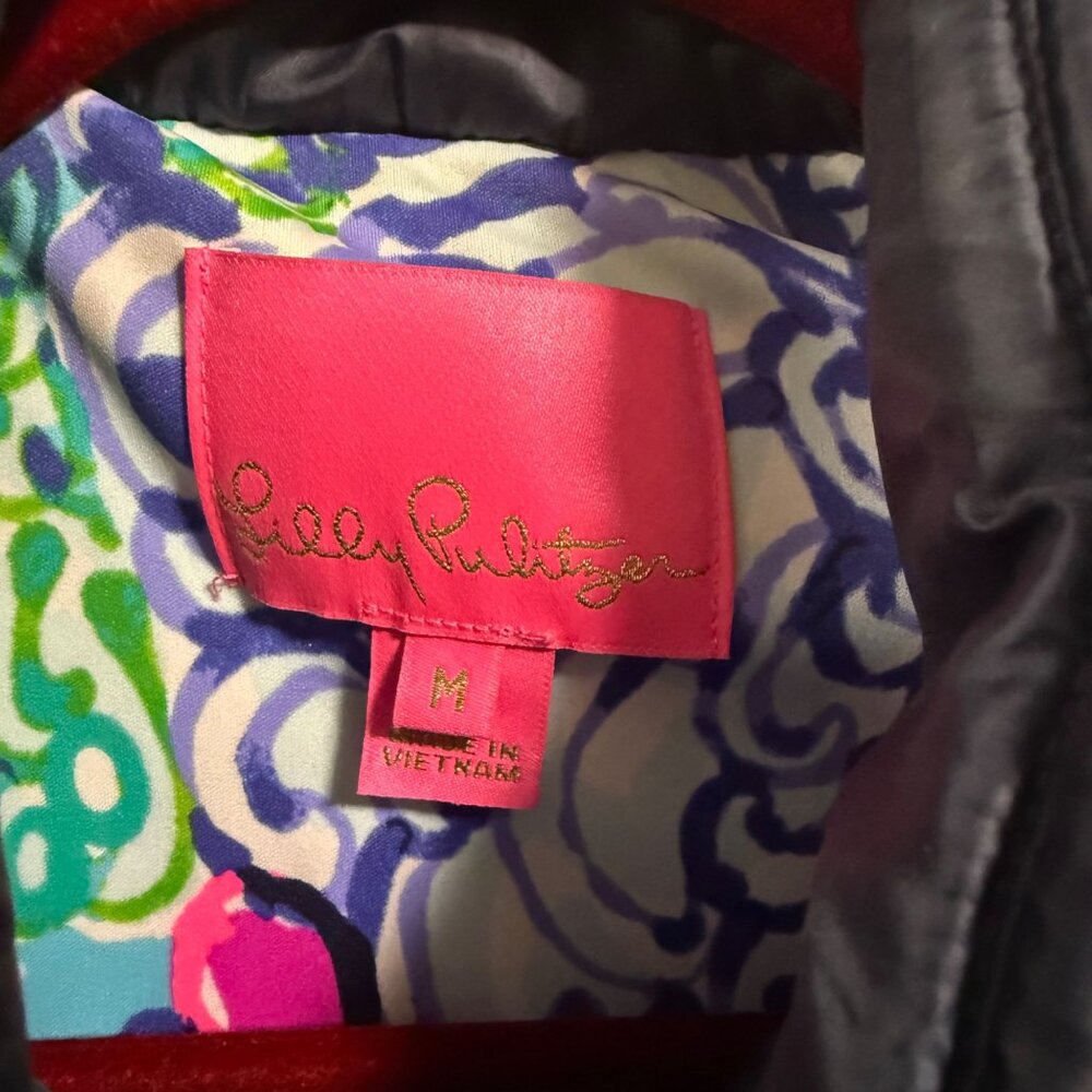 Lilly Pulitzer Elyn Puffer Vest With‎ a Twist Navy Blue Size M - Picture 5 of 10